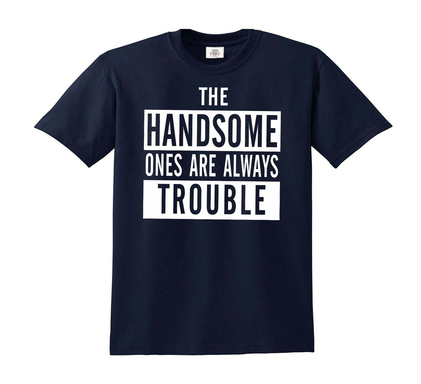 THE HANDSOME ONES ARE ALWAYS | KID'S T-SHIRT NAVY T-SHIRT WHITE PRINT THE HANDSOME ONES ARE ALWAYS | KID'S T-SHIRT
