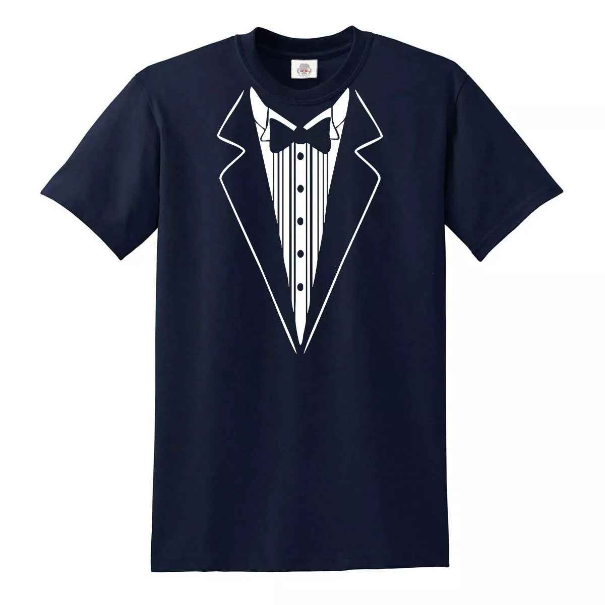 Tuxedo Funny T-Shirt for Men -Party Gift NAVY T-SHIRT WHITE PRINT Tuxedo Funny T-Shirt for Men -Party Gift
