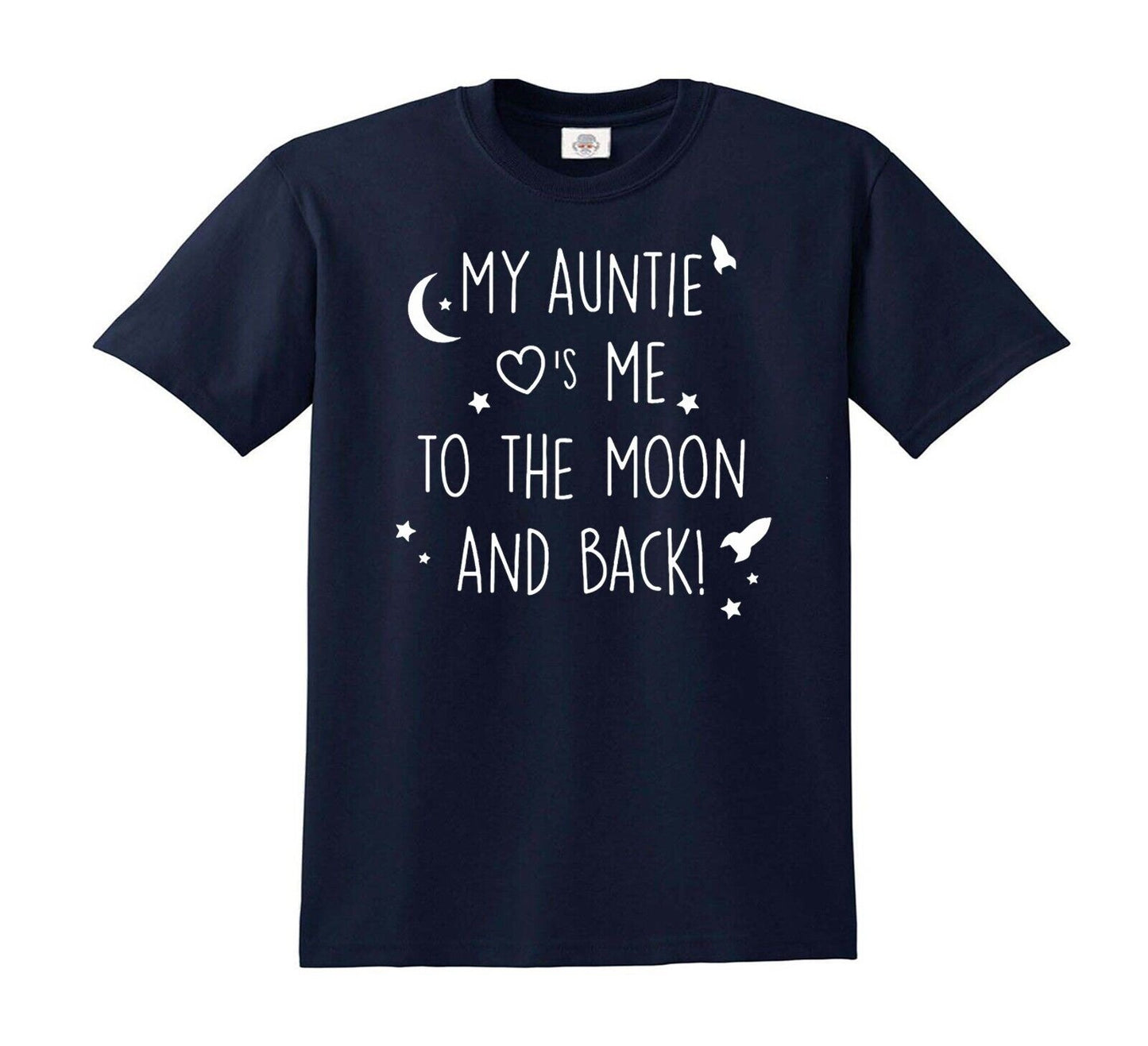 MY AUNTIE LOVE ME TO THE MOON | KID'S T-SHIRT NAVY T-SHIRT WHITE PRINT MY AUNTIE LOVE ME TO THE MOON | KID'S T-SHIRT