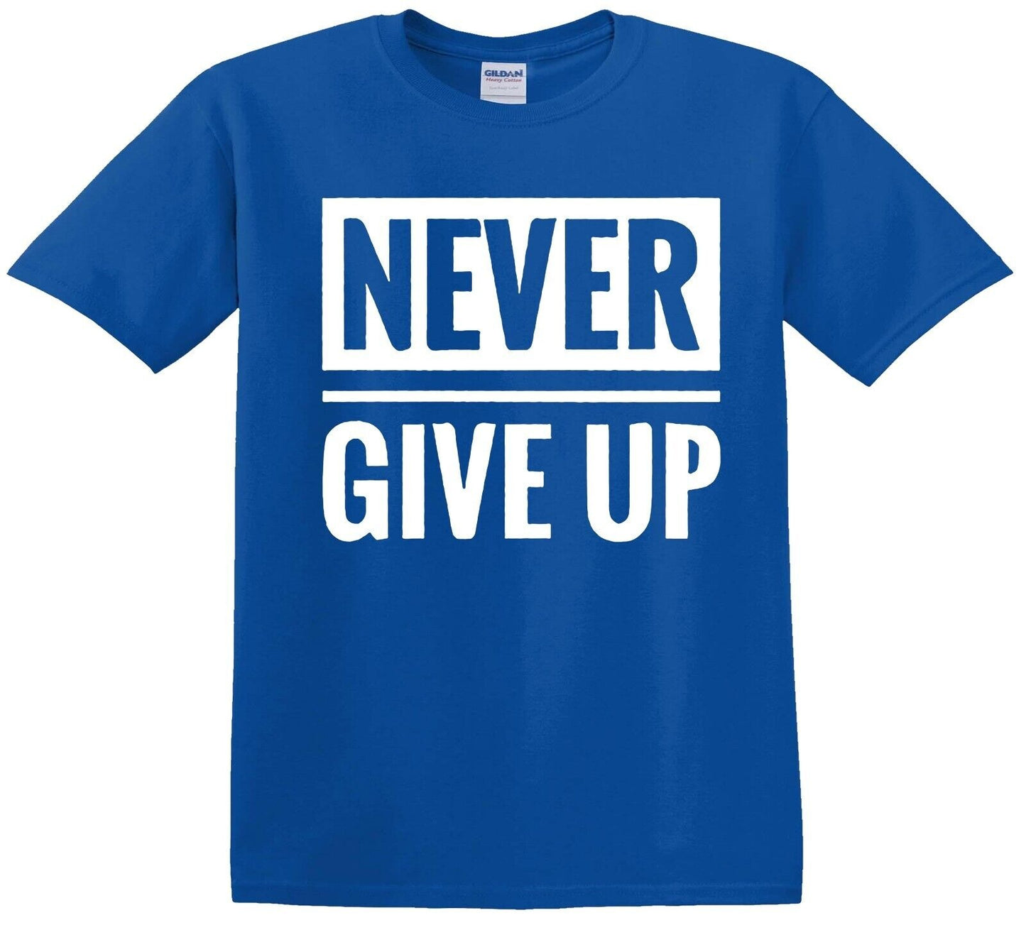 NEVER GIVE UP Slogan Geometric | KID'S T-SHIRT ROYAL BLUE T-SHIRT WHITE PRINT NEVER GIVE UP Slogan Geometric | KID'S T-SHIRT