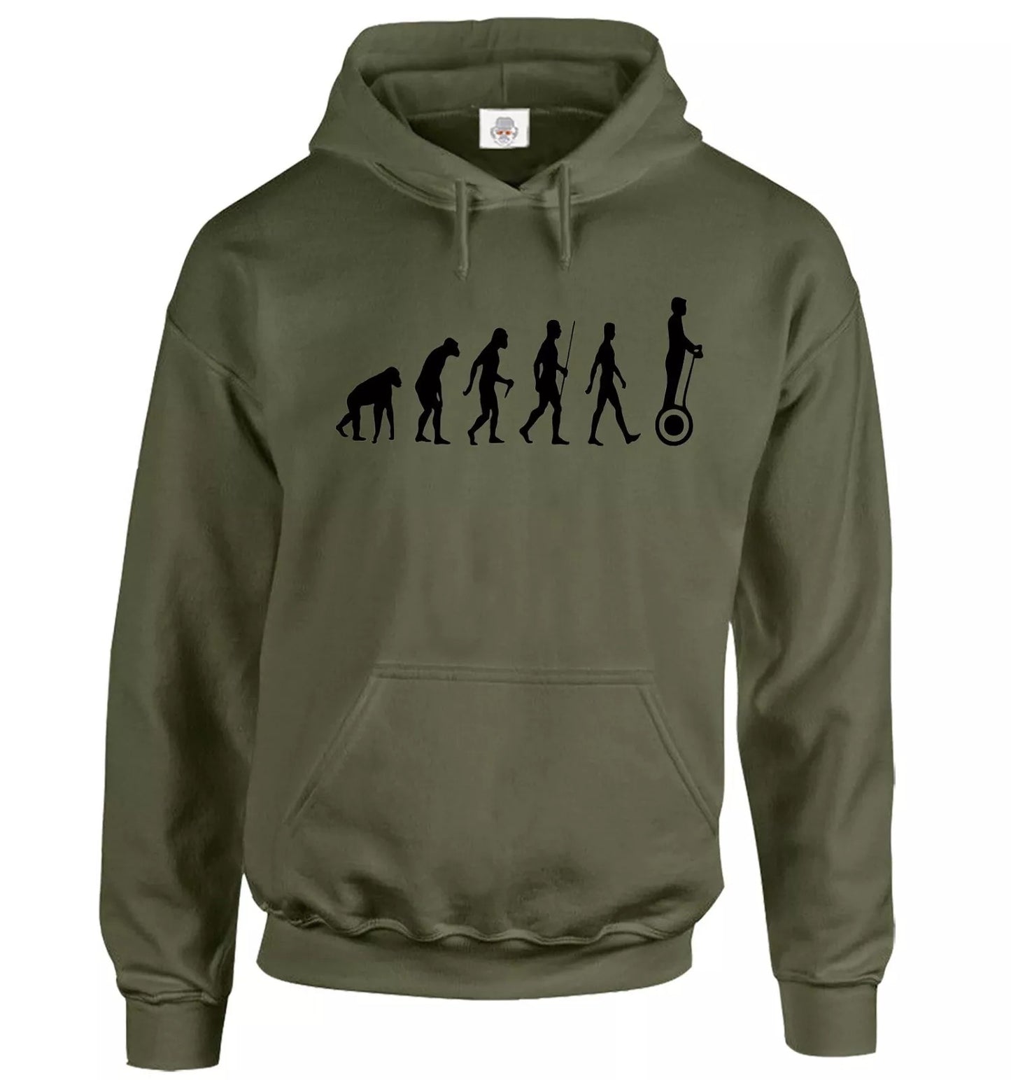 Evolution Of Personal Transporter Hoodie Men's OLIVE HOODY BLACK PRINT Evolution Of Personal Transporter Hoodie Men's