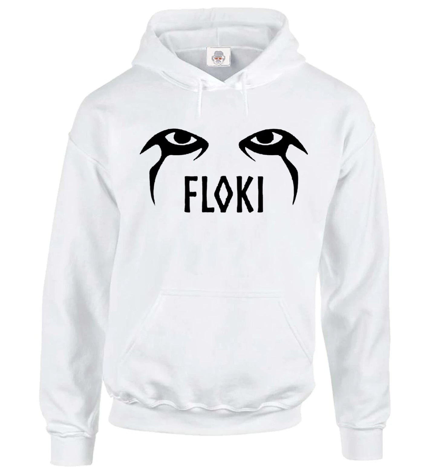 FLOKI VIKINGS EYES HOODY SWEATSHIRT WHITE HOODY BLACK PRINT FLOKI VIKINGS EYES HOODY SWEATSHIRT