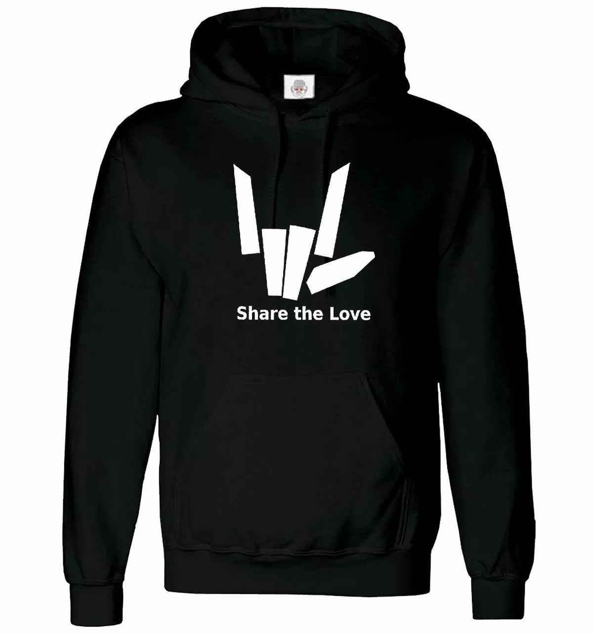 Funny Heart Hoodie Unisex Sweatshirt | Share The Love Hoody with Heart Quote BLACK HOODY WHITE PRINT Funny Heart Hoodie Unisex Sweatshirt | Share The Love Hoody with Heart Quote