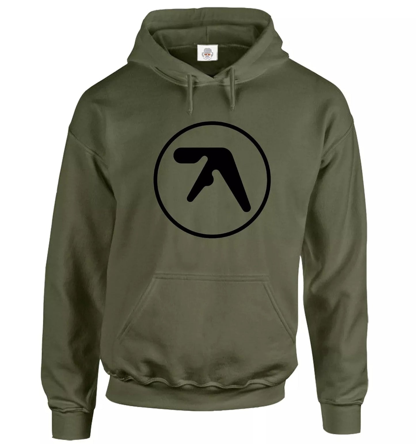 Aphex Twin Hoody Sweatshirt Men's Hoodie OLIVE HOODY BLACK PRINT Aphex Twin Hoody Sweatshirt Men's Hoodie