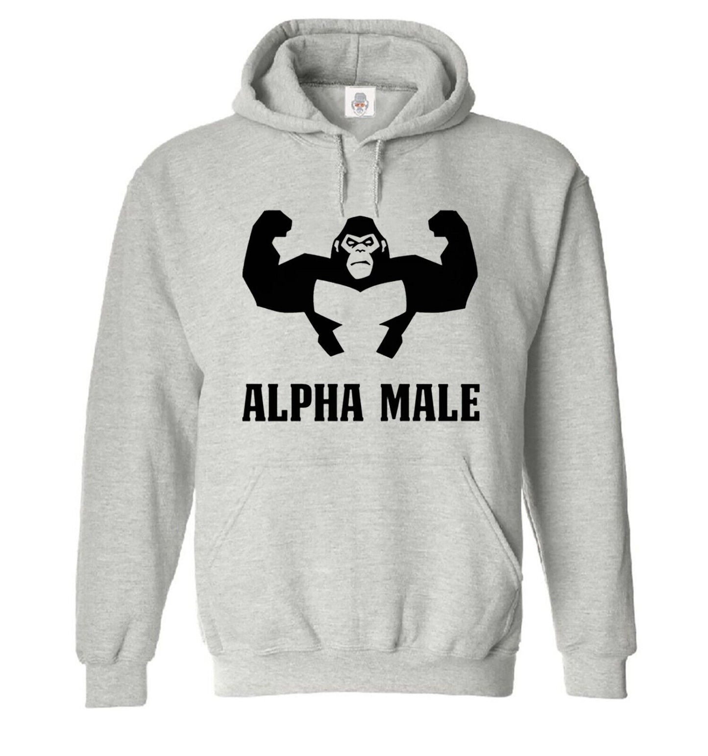 Alpha Male Gorilla Hoody Sweatshirt Men's SPORTGREY HOODY BLACK PRINT Alpha Male Gorilla Hoody Sweatshirt Men's