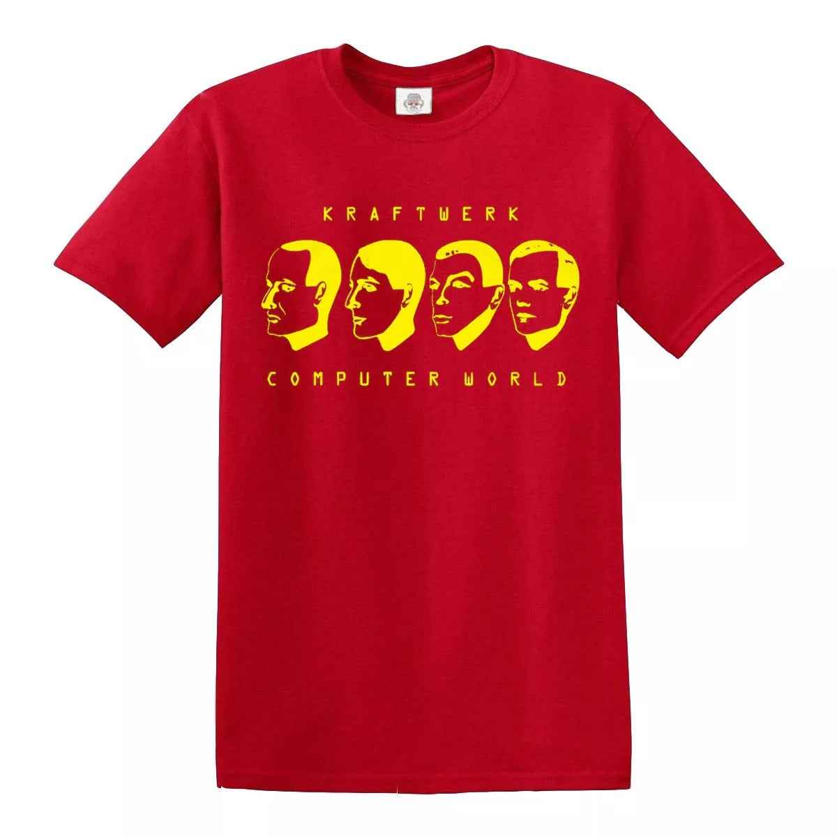 Kraftwerk T-Shirt Computer World RED T-SHIRT YELLOW PRINT Kraftwerk T-Shirt Computer World