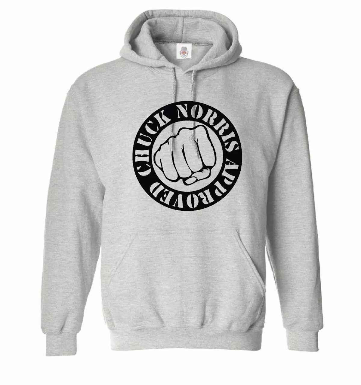 Chuck Norris Hoodie - Approved Men's Funny Martial Arts MMA Sweatshirt SPORT GRAY HOODY BLACK PRINT Chuck Norris Hoodie - Approved Men's Funny Martial Arts MMA Sweatshirt