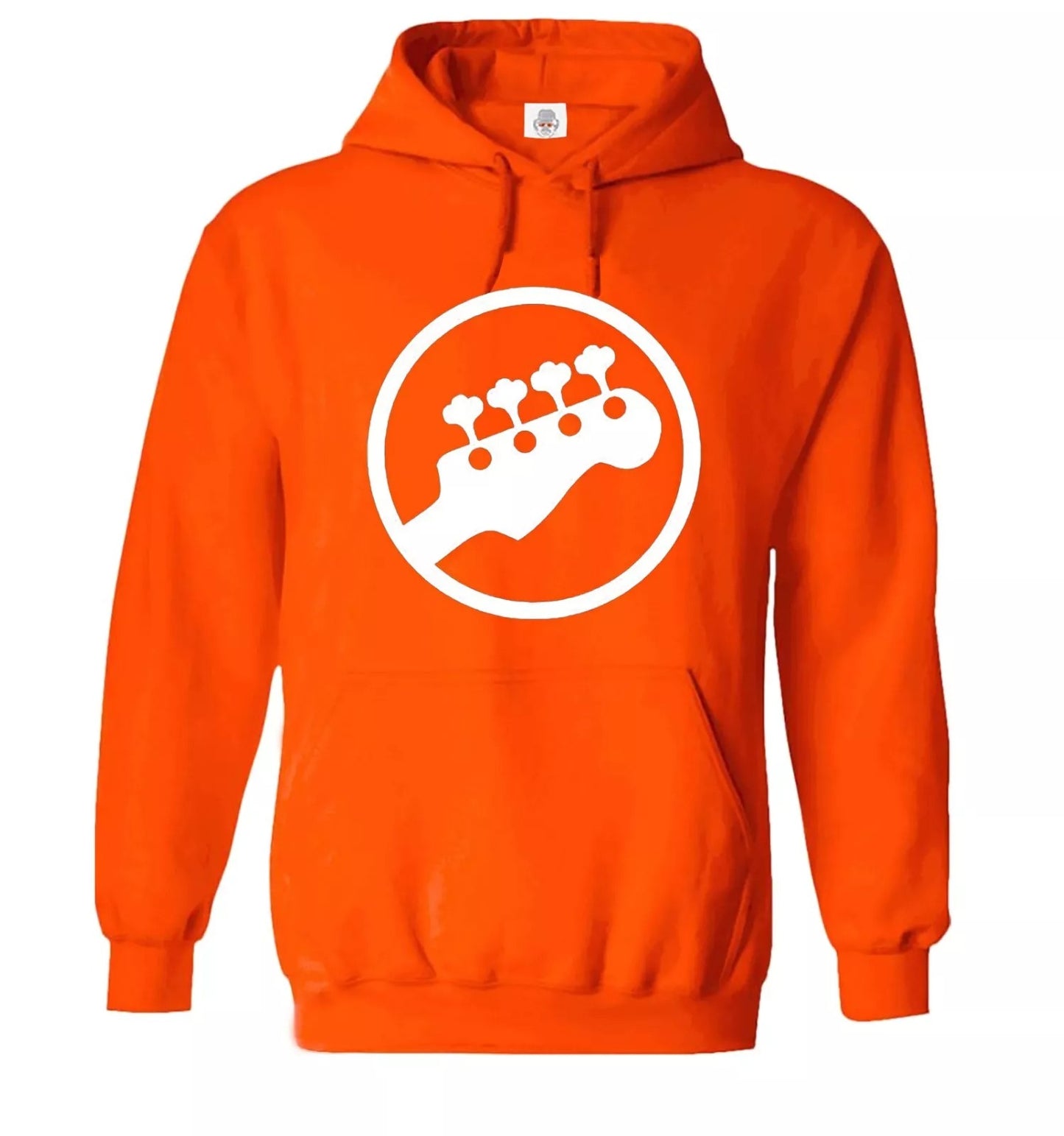 Bass Guitar Player Hoody Sweatshirt Men's ORANGE HOODY WHITE PRINT Bass Guitar Player Hoody Sweatshirt Men's