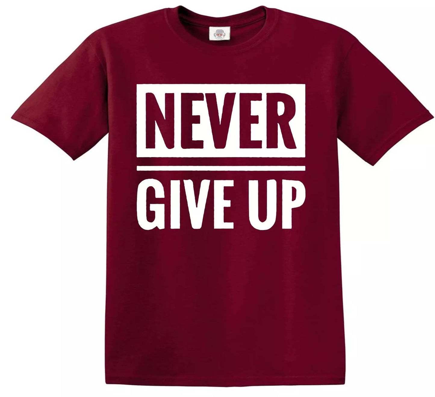 NEVER GIVE UP Slogan Geometric | KID'S T-SHIRT MAROON T-SHIRT WHITE PRINT NEVER GIVE UP Slogan Geometric | KID'S T-SHIRT