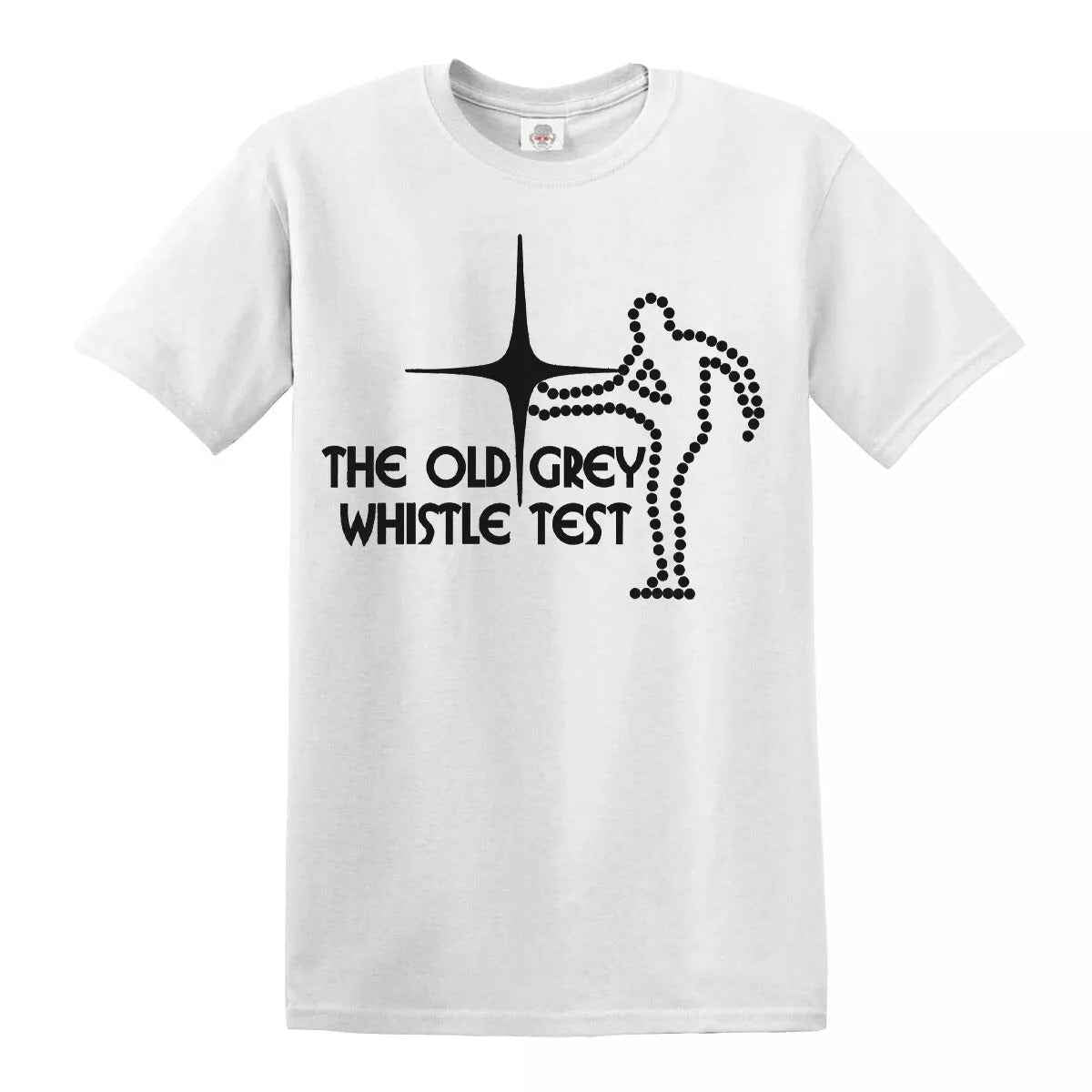 Old Grey Whistle Test T-Shirt for Men WHITE T-SHIRT BLACK PRINT Old Grey Whistle Test T-Shirt for Men