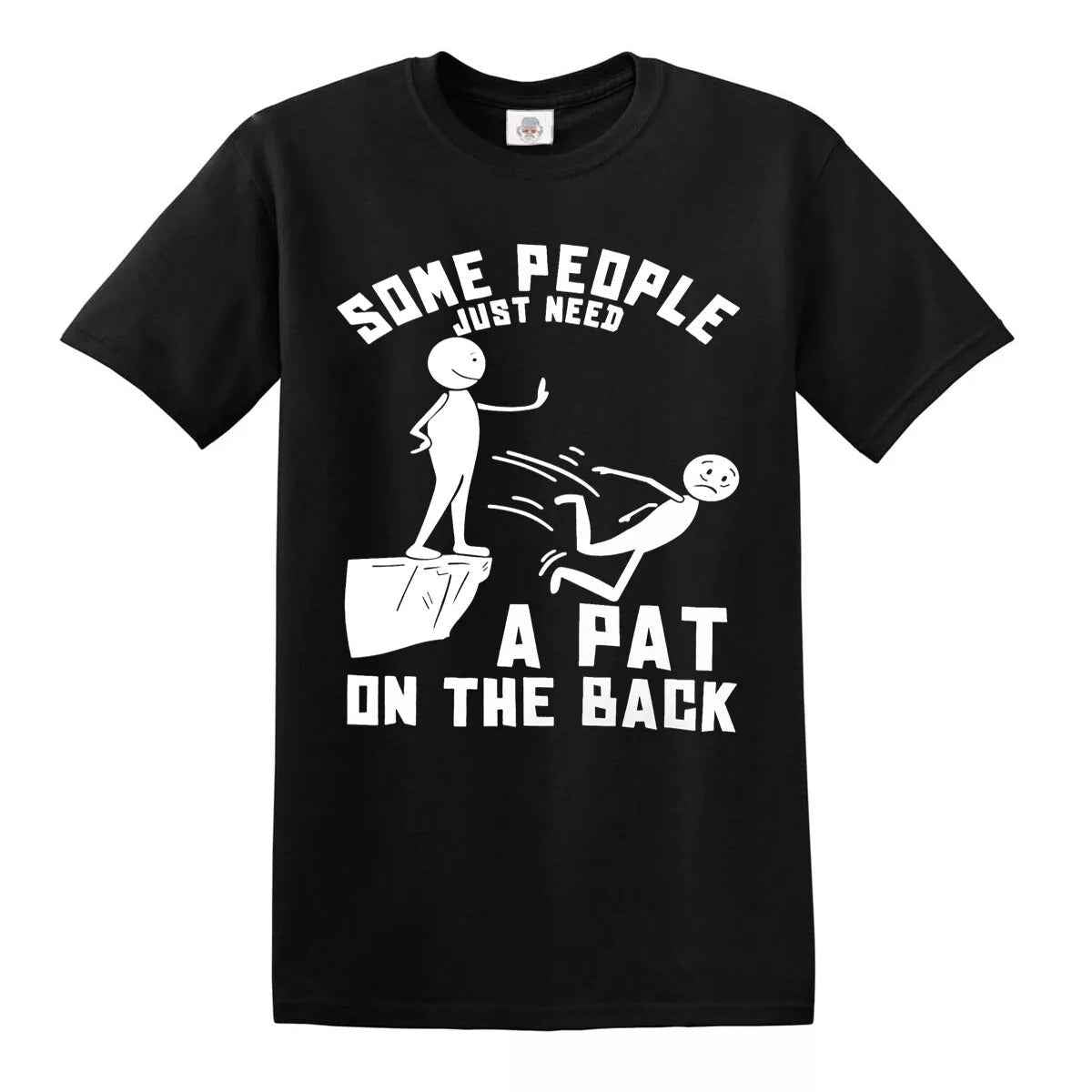 Pat On The Back Funny Party T-Shirt BLACK T-SHIRT WHITE PRINT Pat On The Back Funny Party T-Shirt