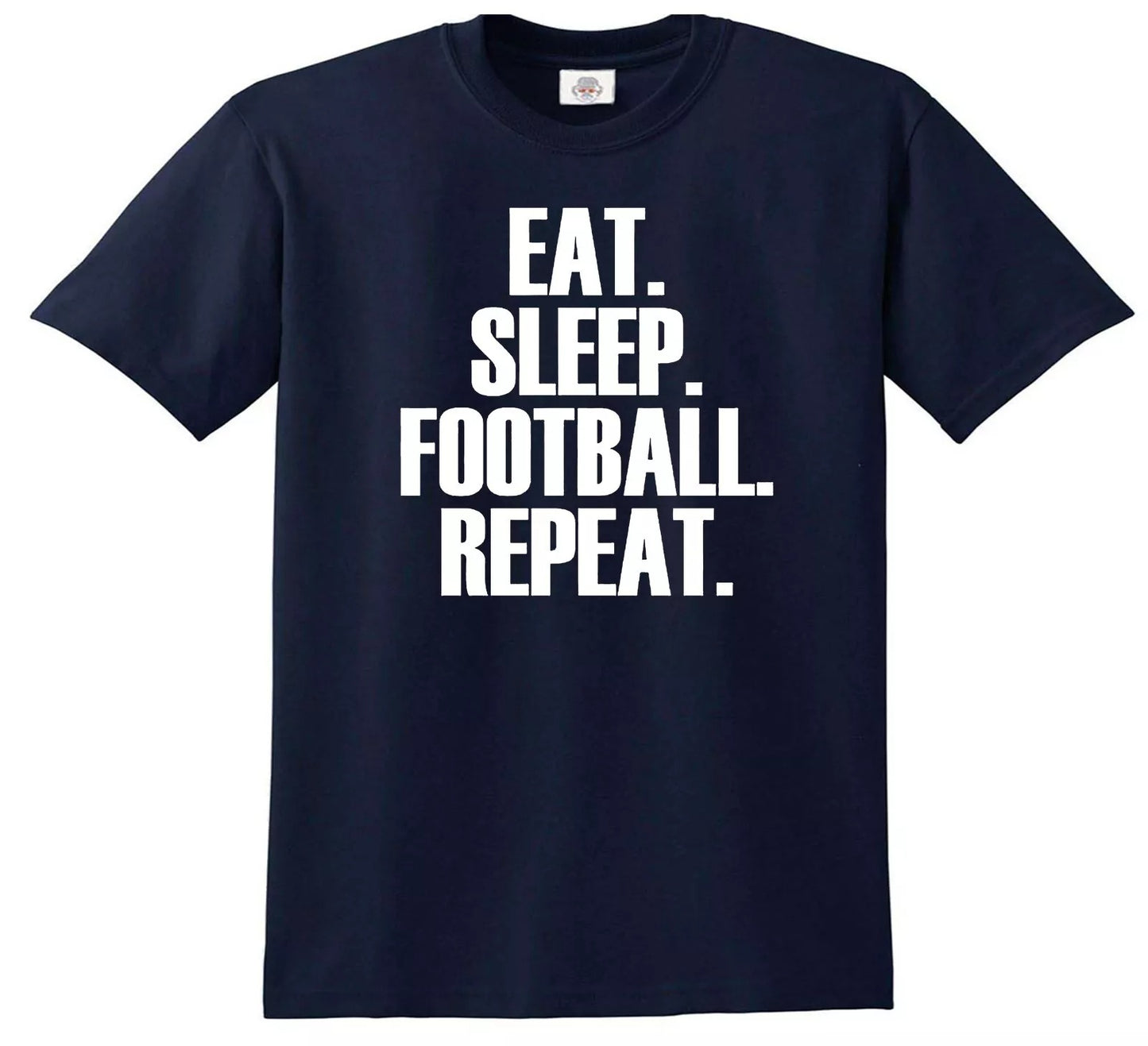 Eat Sleep Football Repeat | KID'S T-SHIRT NAVY T-SHIRT WHITE PRINT Eat Sleep Football Repeat | KID'S T-SHIRT