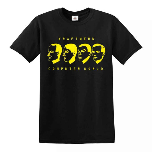 Kraftwerk T-Shirt Computer World BLACK T-SHIRT YELLOW PRINT Kraftwerk T-Shirt Computer World
