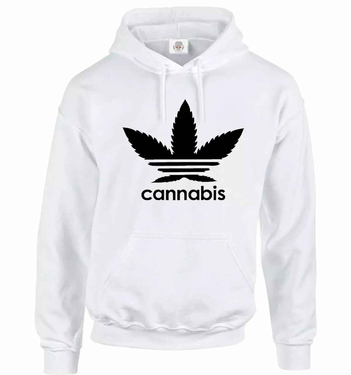 Cannabis Hoodie Swag Unisex Funny Fashion Sweatshirt for Weed Addicts WHITE HOODY BLACK PRINT Cannabis Hoodie Swag Unisex Funny Fashion Sweatshirt for Weed Addicts