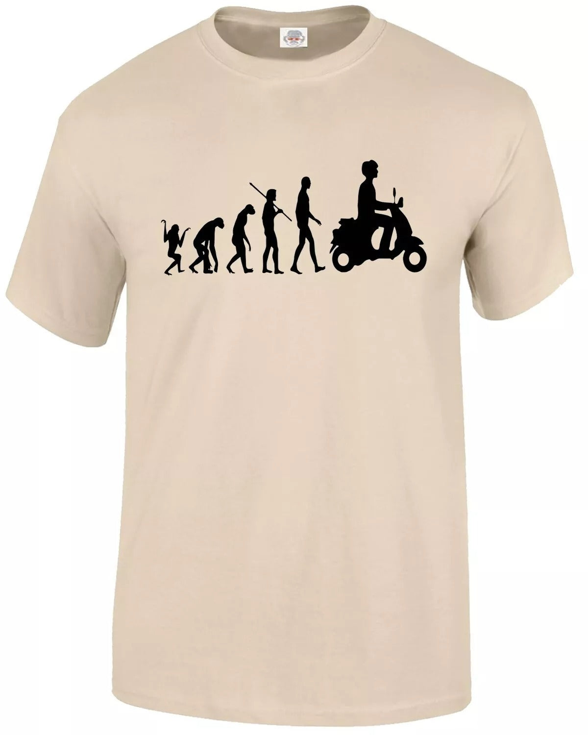 Evolution Of Vespa Scooter T-Shirt For Men's SAND T-SHIRT RED PRINT Evolution Of Vespa Scooter T-Shirt For Men's