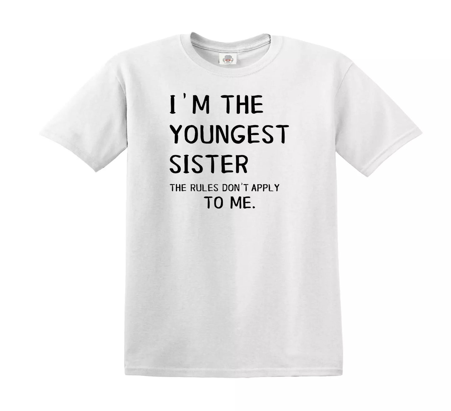 I'M YOUNGEST SISTER | KID'S T-SHIRT WHITE T-SHIRT BLACK PRINT I'M YOUNGEST SISTER | KID'S T-SHIRT