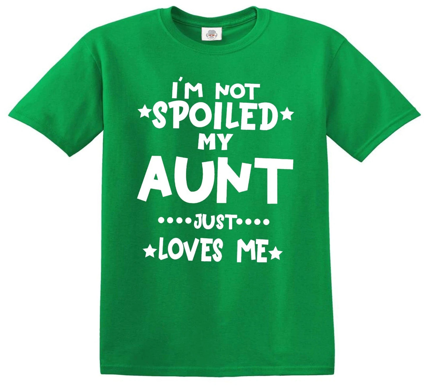 I'M NOT SPOILED MY AUNT | KID'S T-SHIRT IRISH GREEN T-SHIRT WHITE PRINT I'M NOT SPOILED MY AUNT | KID'S T-SHIRT