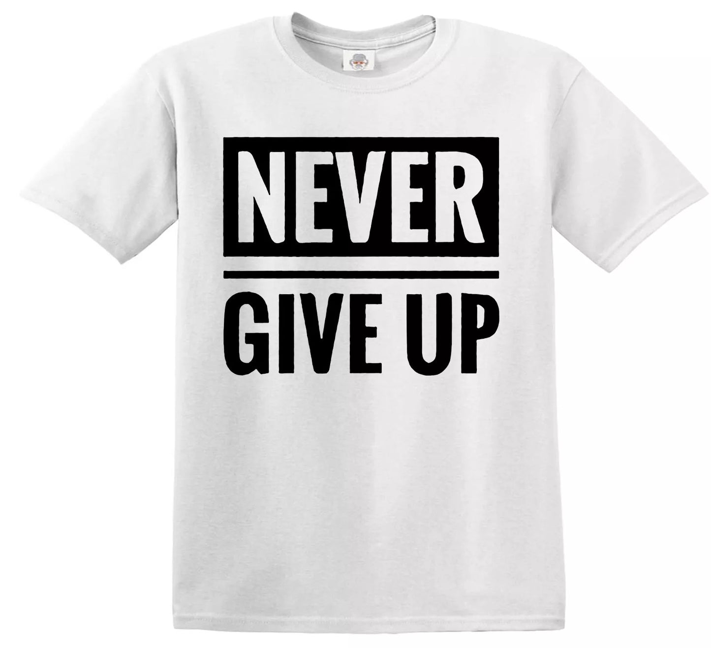 NEVER GIVE UP Slogan Geometric | KID'S T-SHIRT WHITE T-SHIRT BLACK PRINT NEVER GIVE UP Slogan Geometric | KID'S T-SHIRT