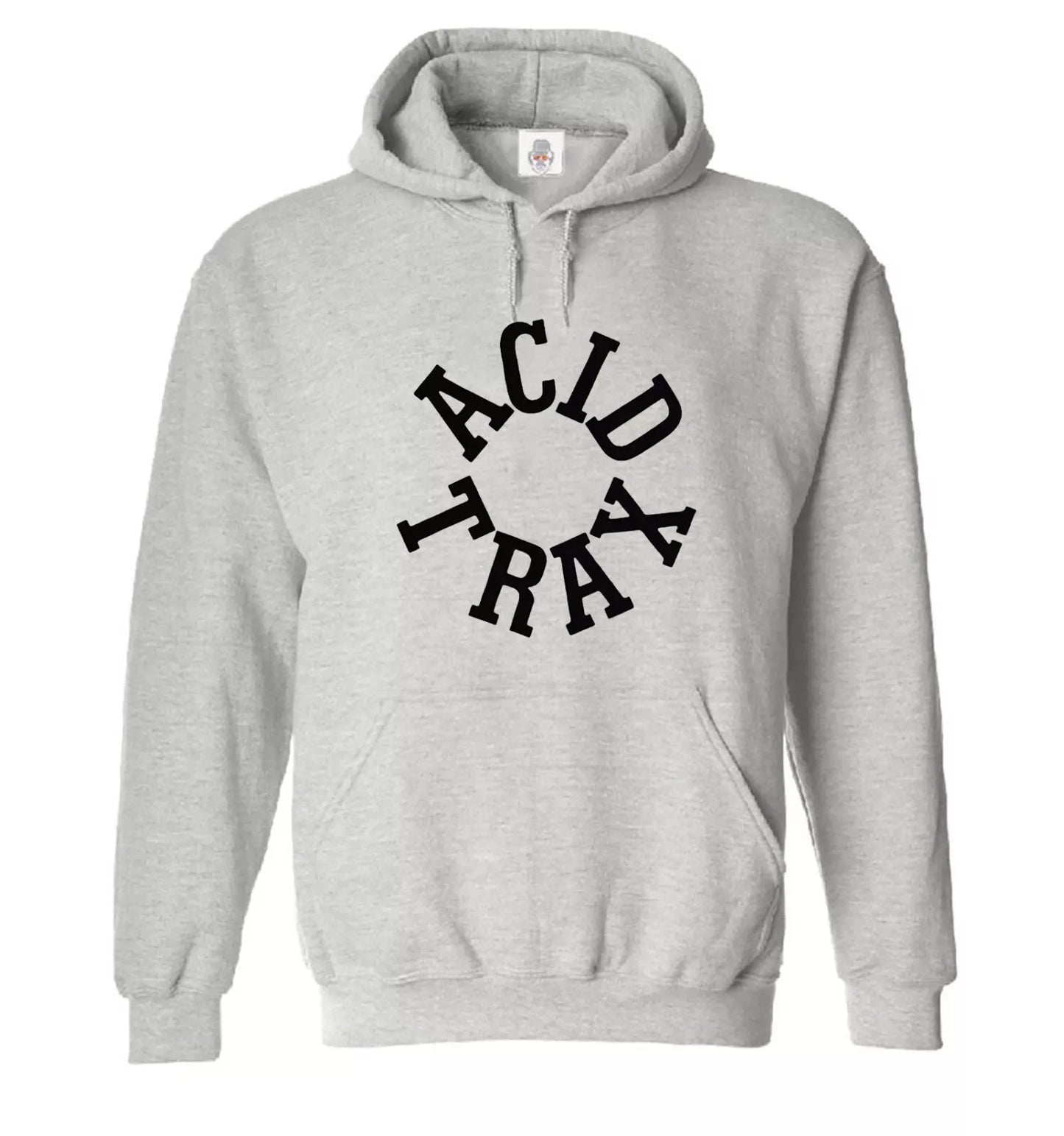 Acid Trax Hoody Sweatshirt Men's Hoodie SPORT GRAY HOODY BLACK PRINT Acid Trax Hoody Sweatshirt Men's Hoodie