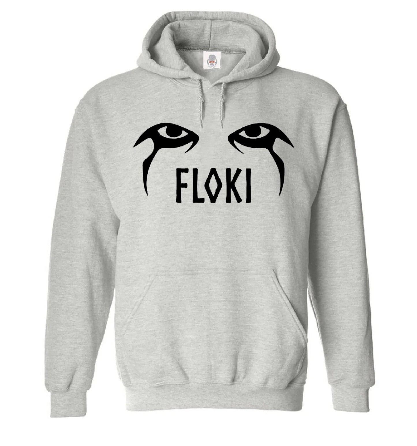 FLOKI VIKINGS EYES HOODY SWEATSHIRT SPORT GRAY HOODY BLACK PRINT FLOKI VIKINGS EYES HOODY SWEATSHIRT