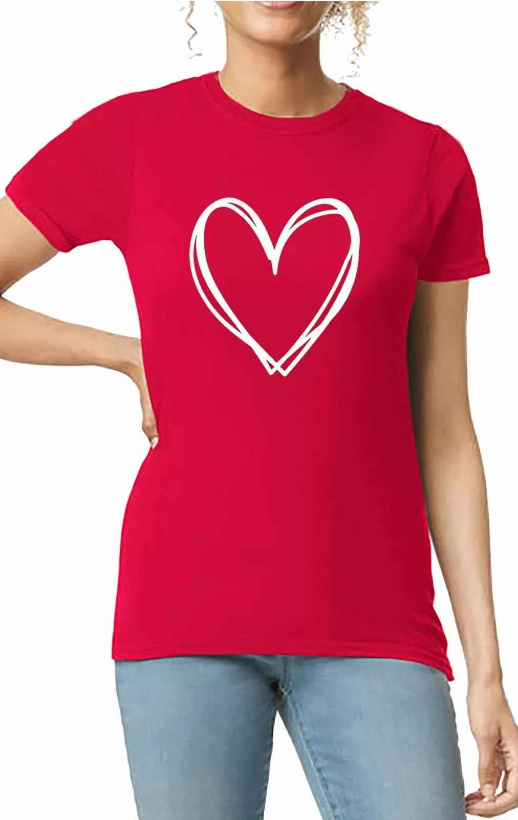 Heart Sketch T-Shirt for Women - Cute Love Draw Tee for Valentine's Day Gift Heart Sketch T-Shirt for Women - Cute Love Draw Tee for Valentine's Day Gift