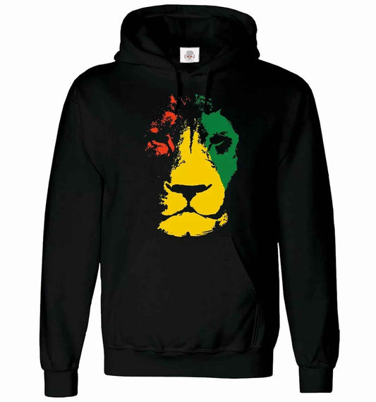 Lion Face Reggae Hoodie - Men's Jamaican Flag Cannabis Leaf Sweatshirt Lion Face Reggae Hoodie - Men's Jamaican Flag Cannabis Leaf Sweatshirt