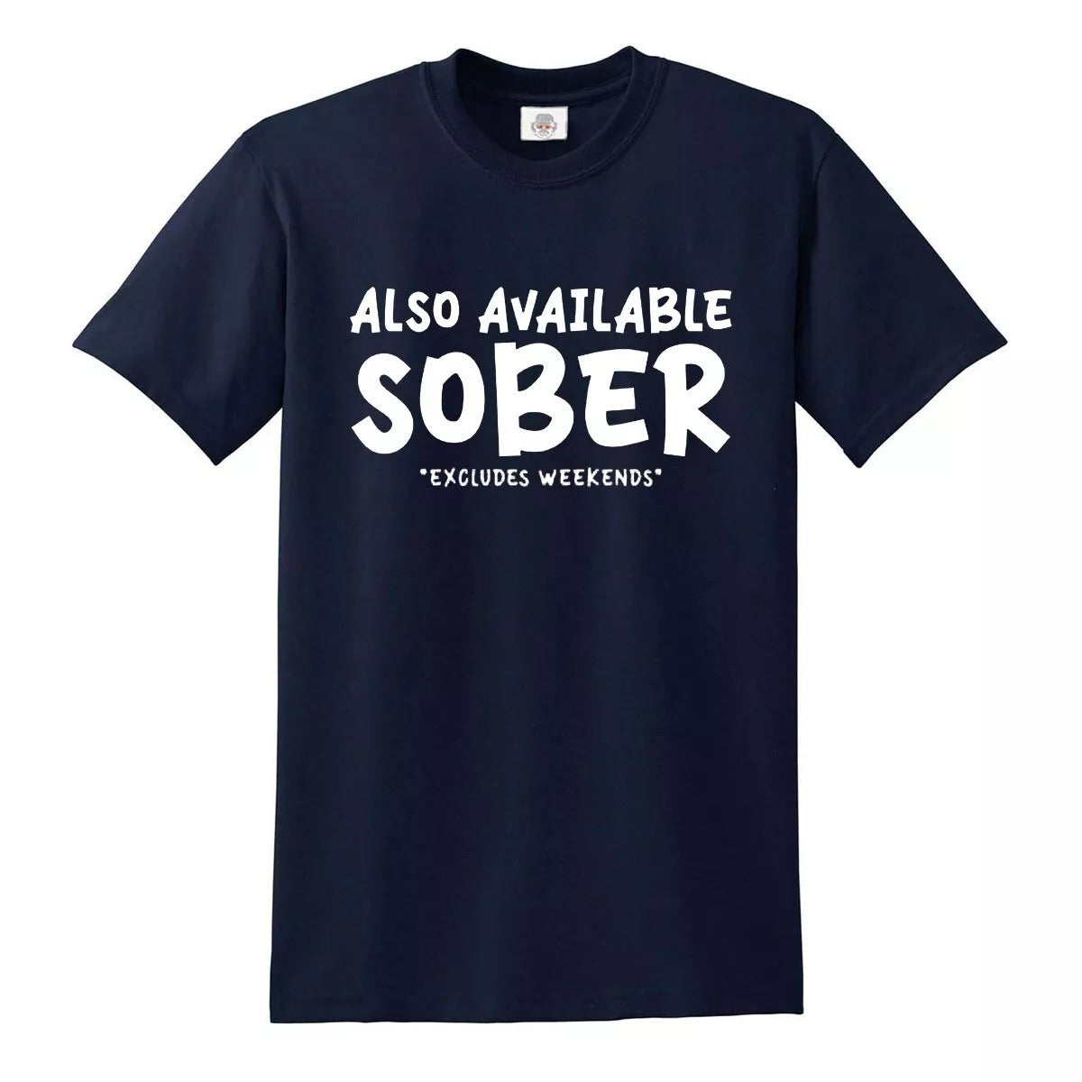 ALSO AVAILABLE IN SOBER | MEN'S T-SHIRT NAVY T-SHIRT WHITE PRINT ALSO AVAILABLE IN SOBER | MEN'S T-SHIRT