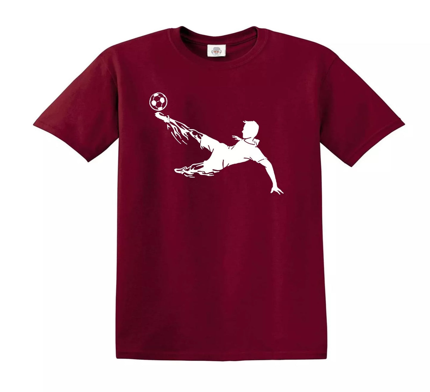 TOP FOOTBALL PLAYER | KID'S T-SHIRT MAROON T-SHIRT WHITE PRINT TOP FOOTBALL PLAYER | KID'S T-SHIRT