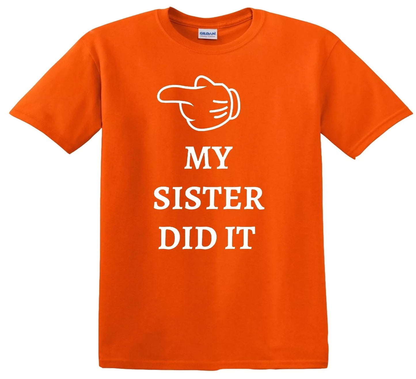 MY SISTER DID IT | KID'S T-SHIRT ORANGE T-SHIRT WHITE PRINT MY SISTER DID IT | KID'S T-SHIRT