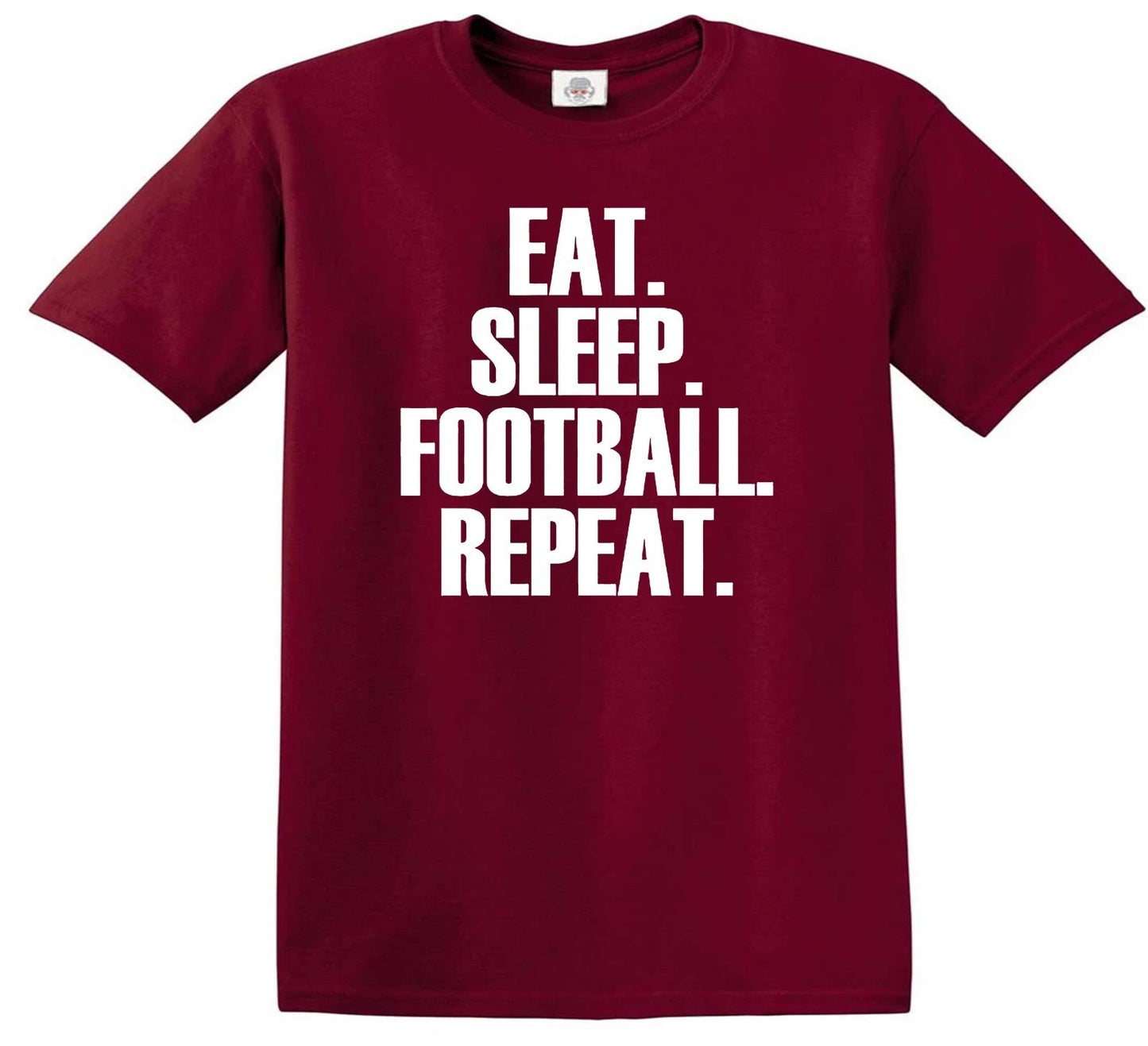 Eat Sleep Football Repeat | KID'S T-SHIRT MAROON T-SHIRT WHITE PRINT Eat Sleep Football Repeat | KID'S T-SHIRT