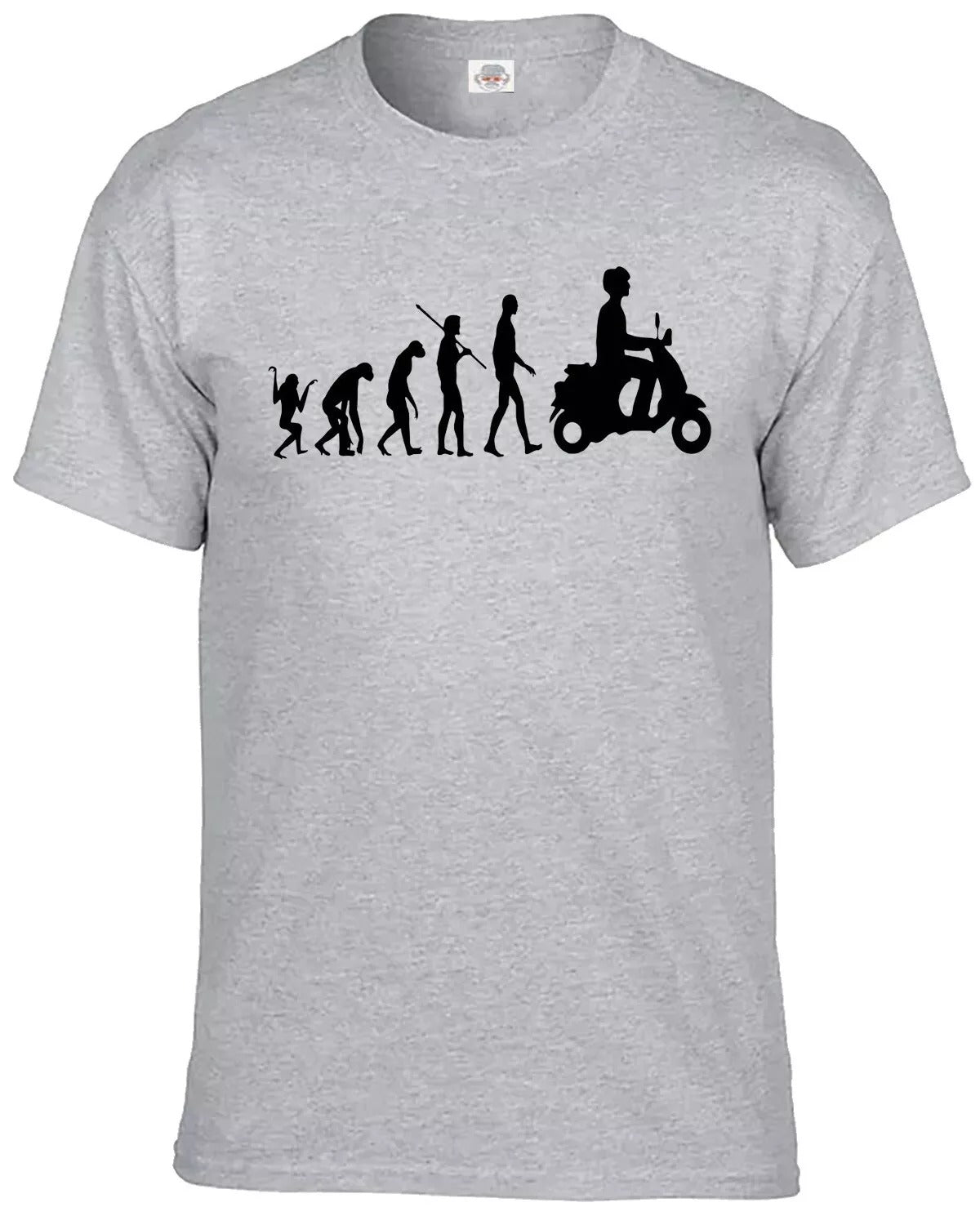 Evolution Of Vespa Scooter T-Shirt For Men's SPORT GRAY T-SHIRT BLACK PRINT Evolution Of Vespa Scooter T-Shirt For Men's