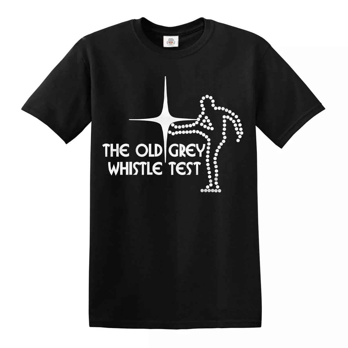 Old Grey Whistle Test T-Shirt for Men BLACK T-SHIRT WHITE PRINT Old Grey Whistle Test T-Shirt for Men
