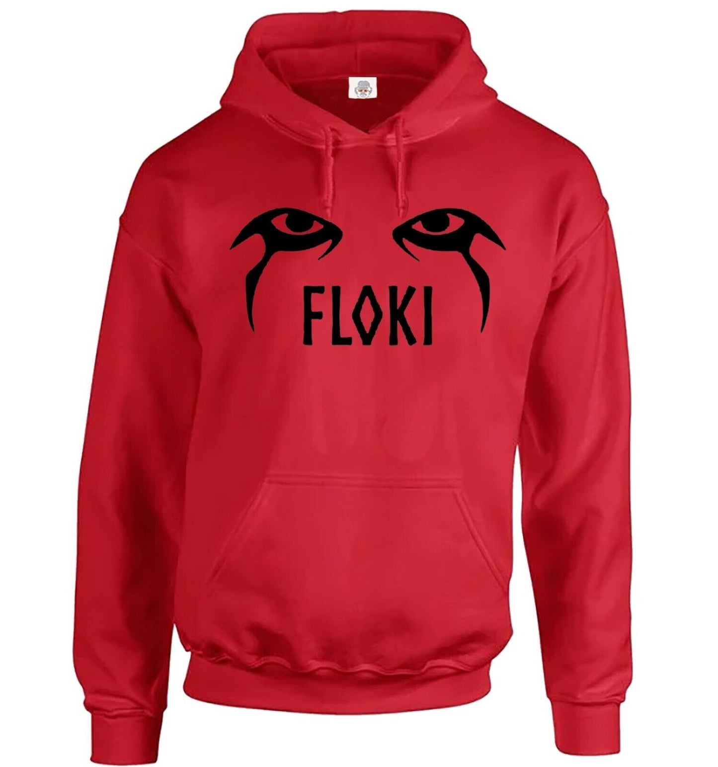 FLOKI VIKINGS EYES HOODY SWEATSHIRT RED HOODY WHITE PRINT FLOKI VIKINGS EYES HOODY SWEATSHIRT
