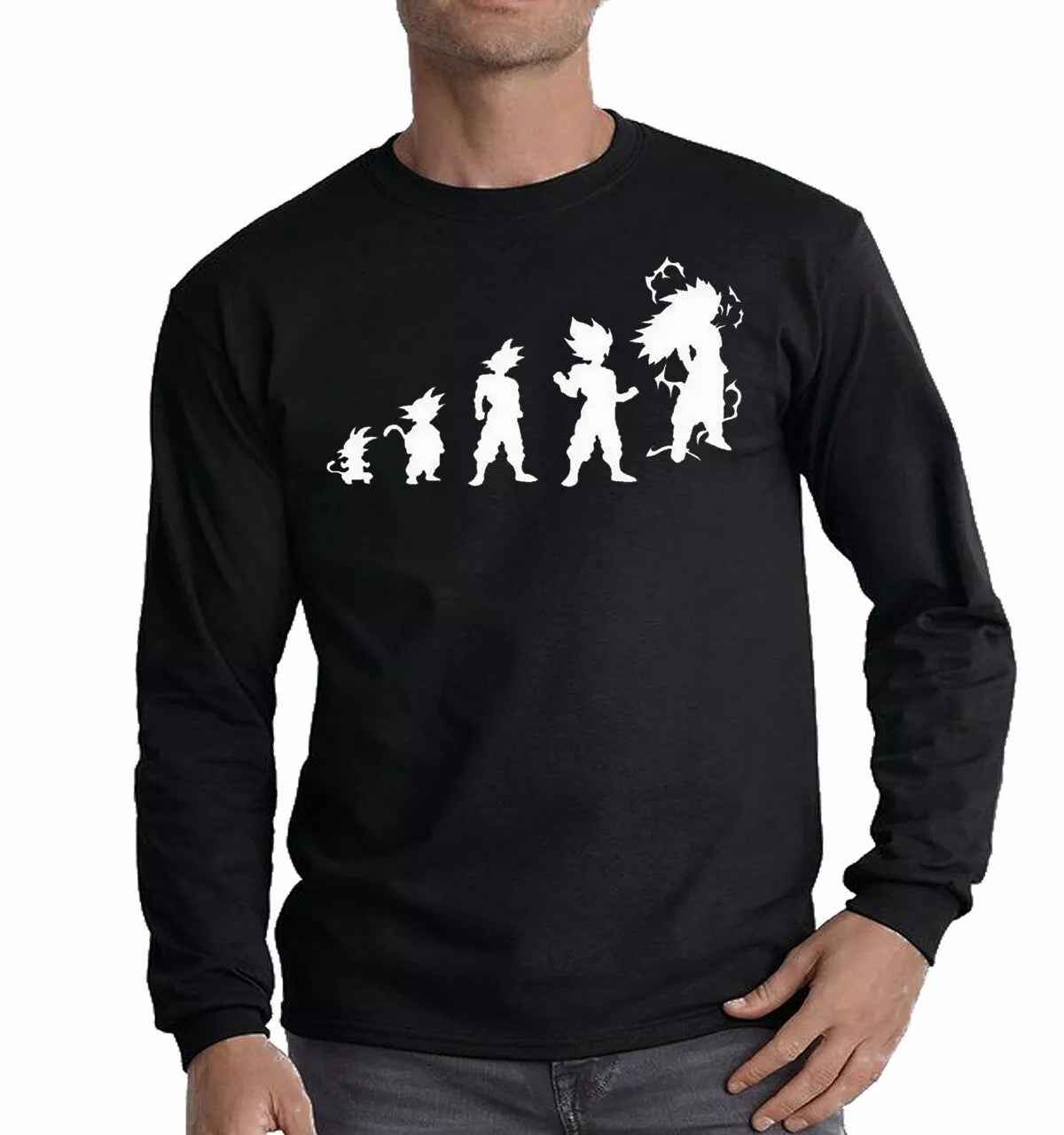 Evolution of Dragon Ball Goku T-Shirt Men's Funny Anime Long Sleeve Tee Top Evolution of Dragon Ball Goku T-Shirt Men's Funny Anime Long Sleeve Tee Top