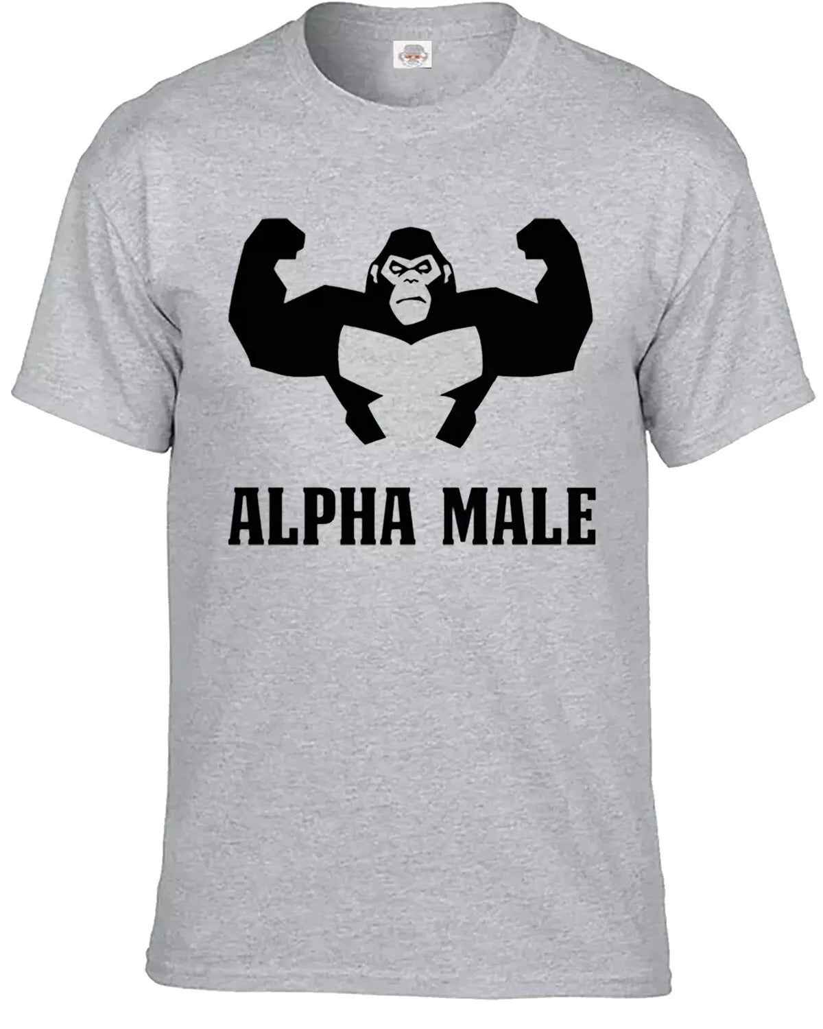 Alpha Male Gorilla T-Shirt Men's Funny SPORT GRAY T-SHIRT BLACK PRINT Alpha Male Gorilla T-Shirt Men's Funny