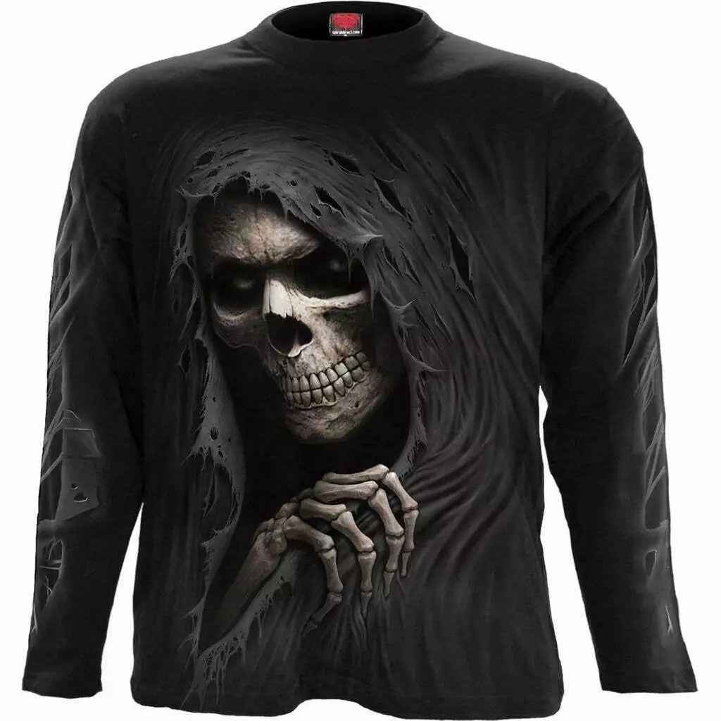 Spiral Direct GRIM REAPER Long Sleeve T-shirt/Biker/Tattoo/Skull/Reaper/Goth/Top Spiral Direct GRIM REAPER Long Sleeve T-shirt/Biker/Tattoo/Skull/Reaper/Goth/Top