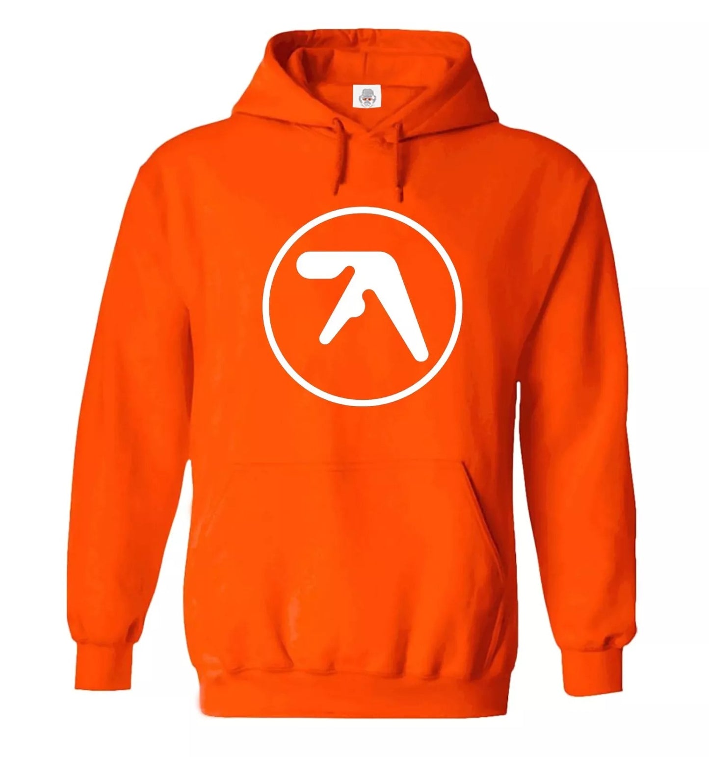 Aphex Twin Hoody Sweatshirt Men's Hoodie ORANGE HOODY WHITE PRINT Aphex Twin Hoody Sweatshirt Men's Hoodie