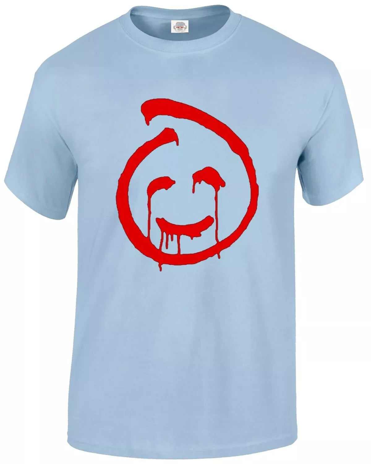 John Call Sign Crime Psychic T-Shirt Men's SKY BLUE T-SHIRT RED PRINT John Call Sign Crime Psychic T-Shirt Men's