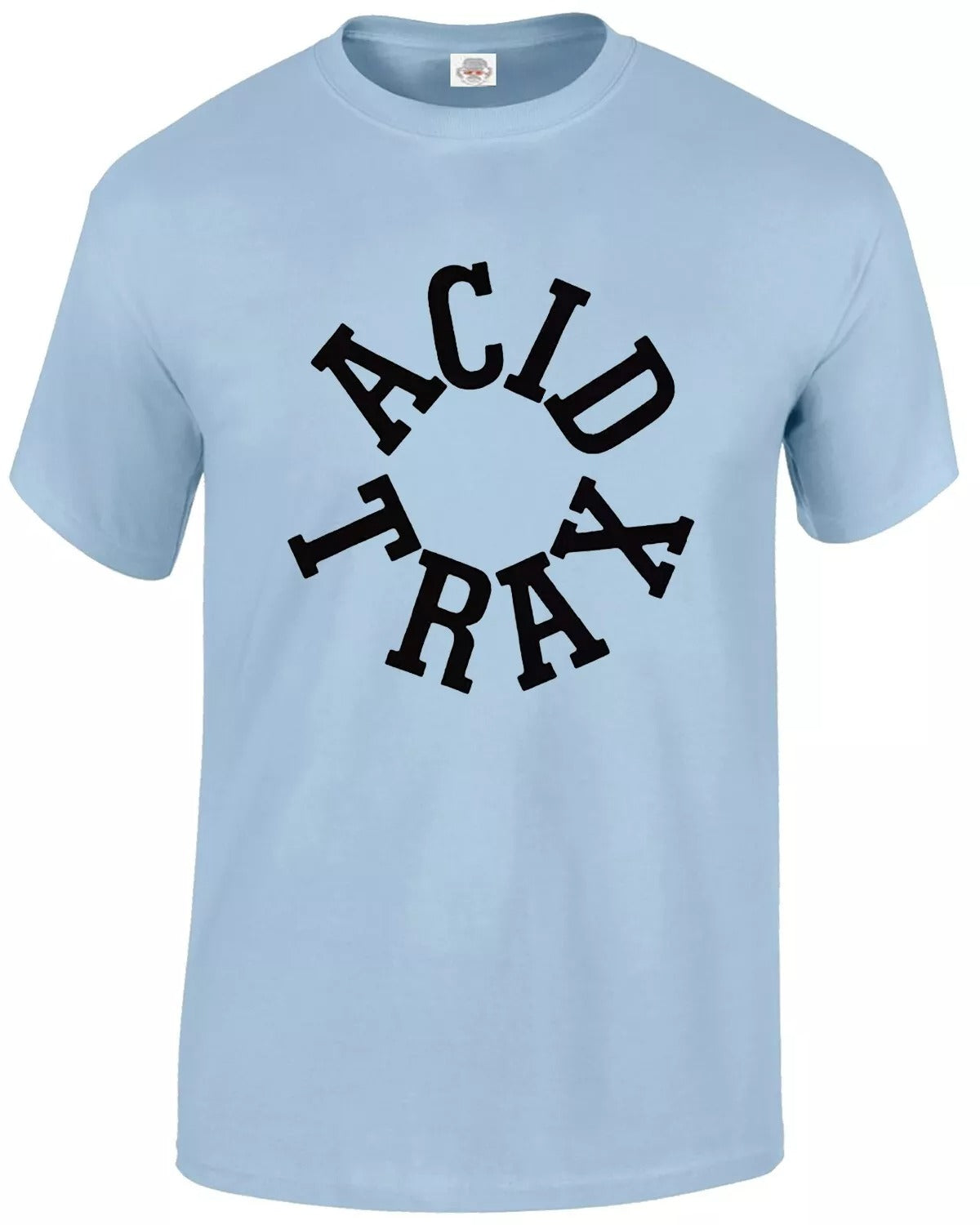 Acid Trax Funny Chicago DJ T-Shirt Men's SKY BLUE T-SHIRT BLACK PRINT Acid Trax Funny Chicago DJ T-Shirt Men's