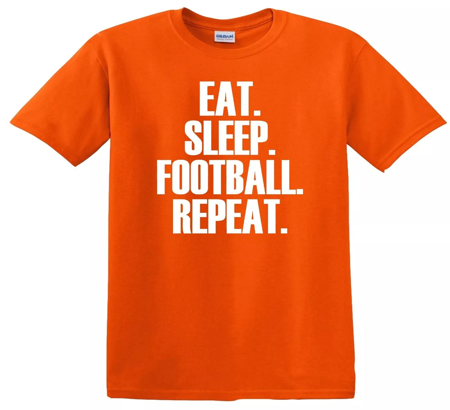 Eat Sleep Football Repeat | KID'S T-SHIRT ORANGE T-SHIRT WHITE PRINT Eat Sleep Football Repeat | KID'S T-SHIRT