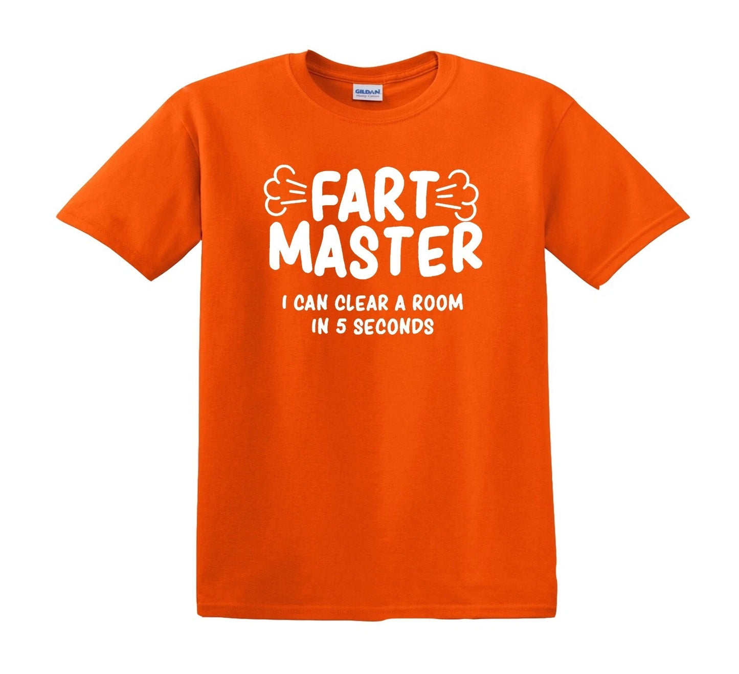 FART MASTER I CAN CLEAR | KID'S T-SHIRT ORANGE T-SHIRT WHITE PRINT FART MASTER I CAN CLEAR | KID'S T-SHIRT