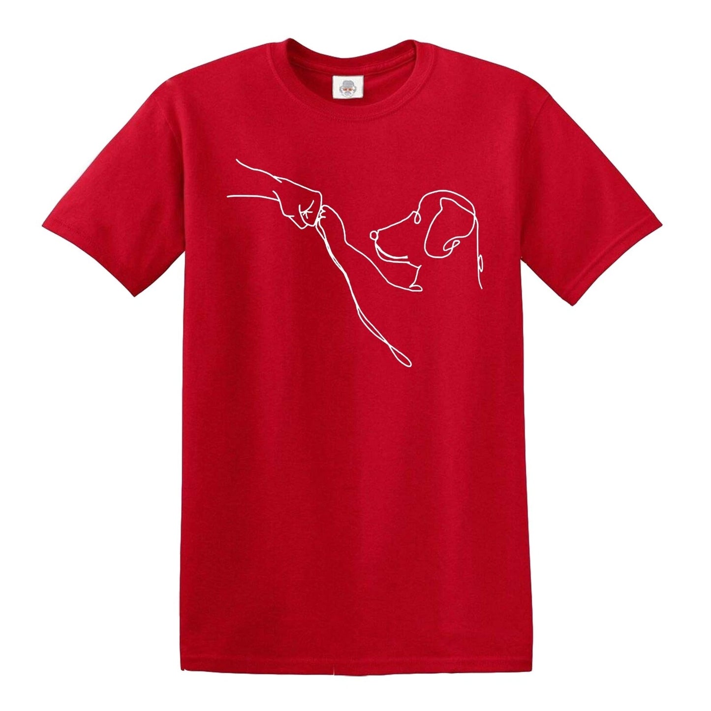 DOG FRIENDSHIP AND LOVE | MEN'S T-SHIRT RED T-SHIRT WHITE PRINT DOG FRIENDSHIP AND LOVE | MEN'S T-SHIRT