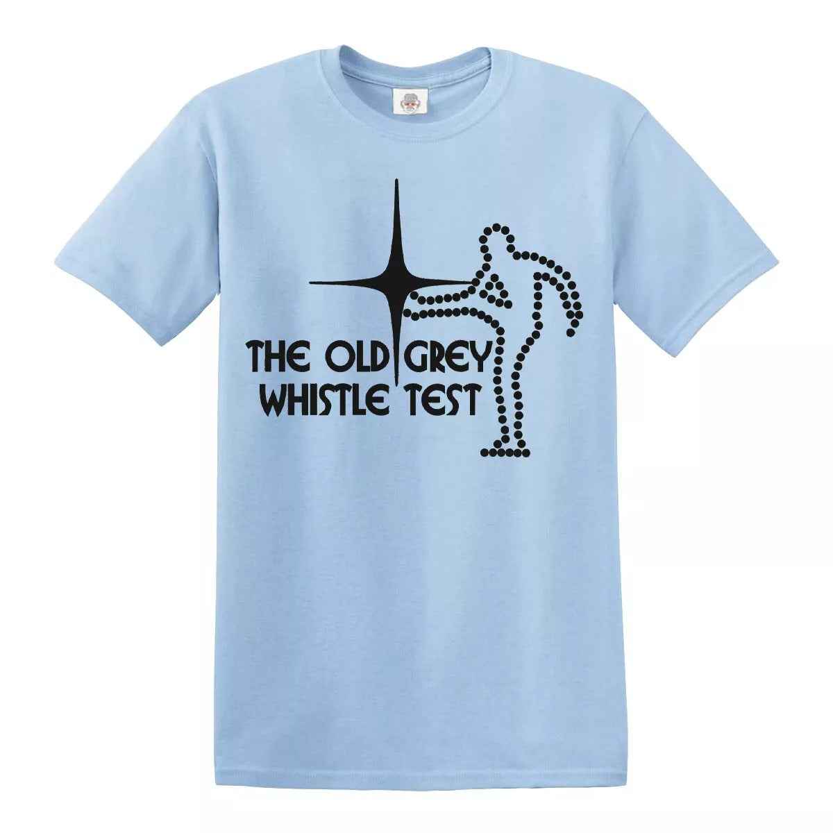 Old Grey Whistle Test T-Shirt for Men SKY BLUE T-SHIRT BLACK PRINT Old Grey Whistle Test T-Shirt for Men