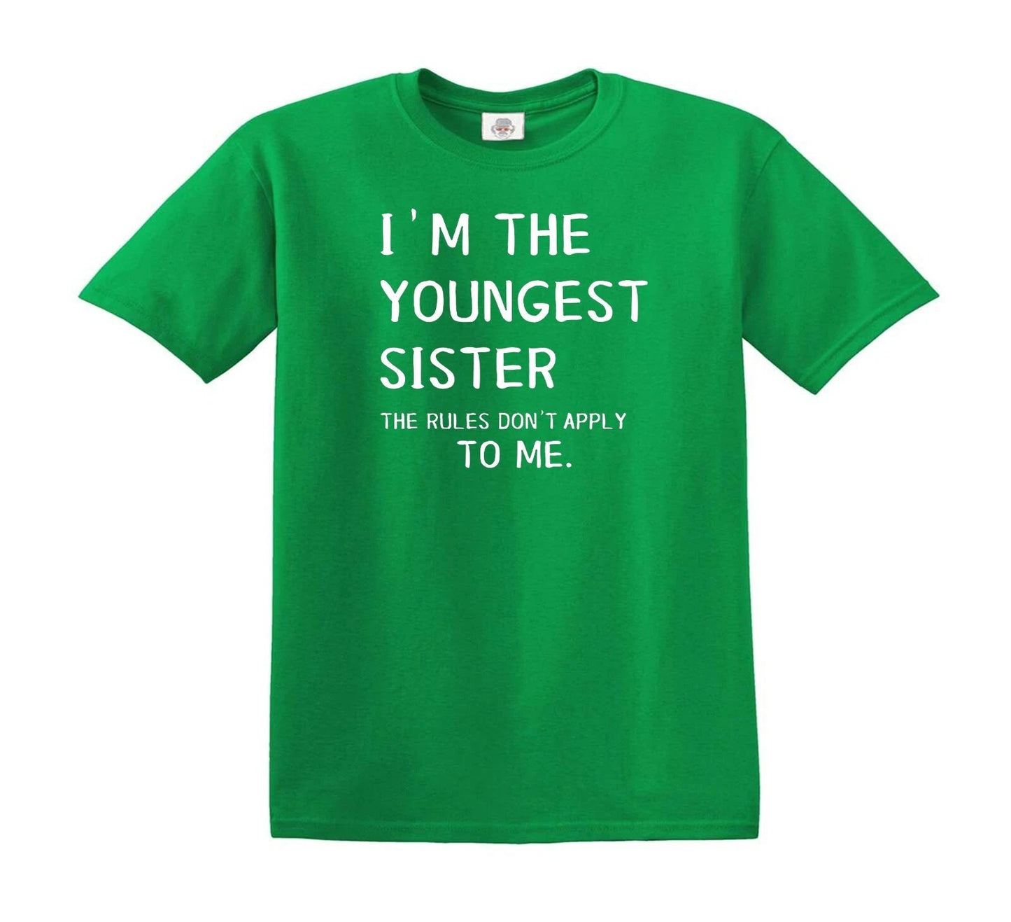I'M YOUNGEST SISTER | KID'S T-SHIRT IRISH GREEN T-SHIRT WHITE PRINT I'M YOUNGEST SISTER | KID'S T-SHIRT