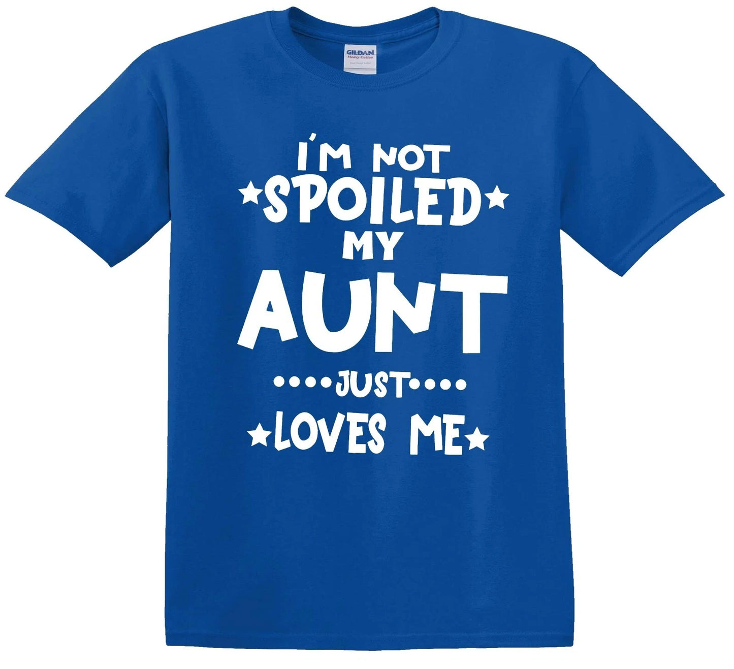 I'M NOT SPOILED MY AUNT | KID'S T-SHIRT ROYAL BLUE T-SHIRT WHITE PRINT I'M NOT SPOILED MY AUNT | KID'S T-SHIRT