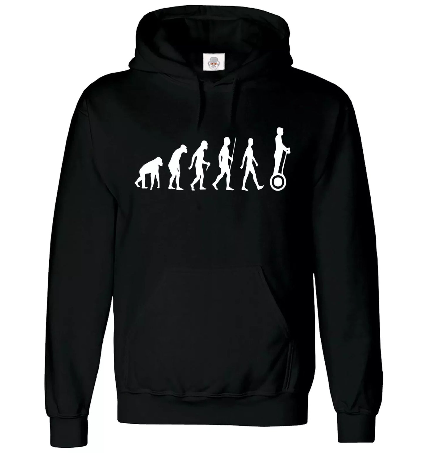 Evolution Of Personal Transporter Hoodie Men's BLACK HOODY WHITE PRINT Evolution Of Personal Transporter Hoodie Men's