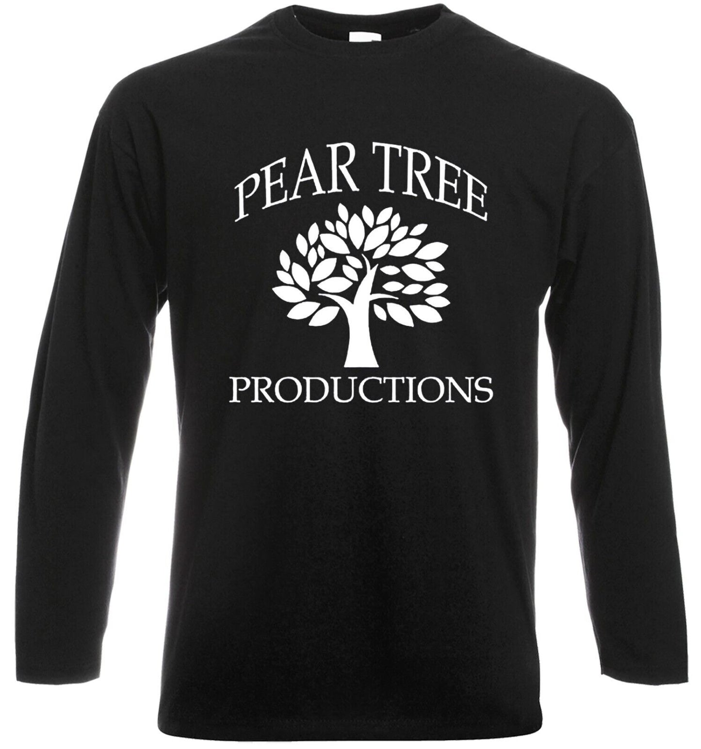 Pear Tree Productions Men's T-Shirt BLACK LONG SLEEVE WHITE PRINT Pear Tree Productions Men's T-Shirt