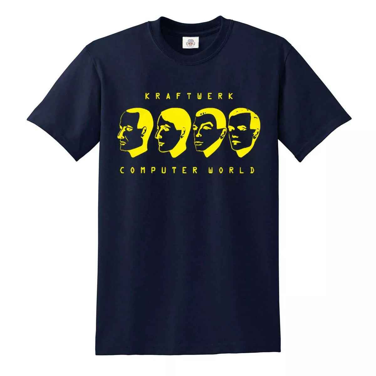 Kraftwerk T-Shirt Computer World NAVY T-SHIRT YELLOW PRINT Kraftwerk T-Shirt Computer World