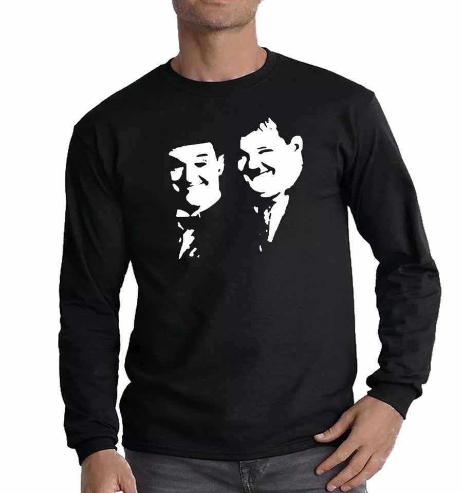Laurel and Hardy T-Shirt Dick & Doof Long Sleeve Classic Comedy Top Laurel and Hardy T-Shirt Dick & Doof Long Sleeve Classic Comedy Top