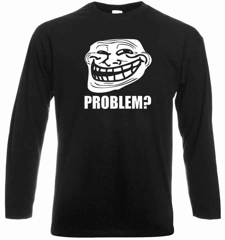 Troll Face Meme T-Shirt Long Sleeve for Men - Funny Gamer Geek Top Troll Face Meme T-Shirt Long Sleeve for Men - Funny Gamer Geek Top